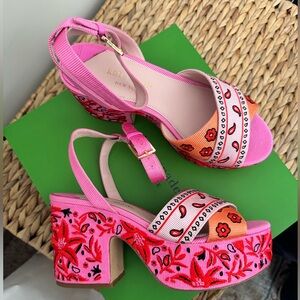 Kate Spade Rio Bandana Patchwork Platform Heel. NEW IN BOX! 8.5